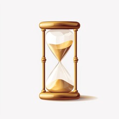 Transparent sand clock on white background