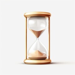 Transparent sand clock on white background