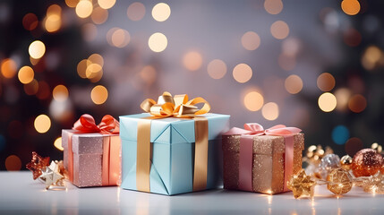 Gift box background with copy space for Christmas gifts, holidays or birthdays