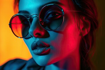 Colorful woman portrait with glasses
