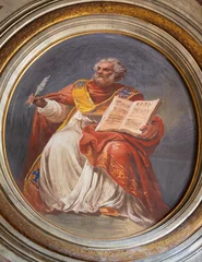Foto auf Acrylglas ROME, ITALY - AUGUST 29, 2021: The fresco of St.  Athanasius on the ceiling in the church Chiesa id  san Giuseppe alla Lungara by Vincenzo Paliotti (1859). © Renáta Sedmáková