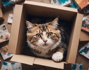 Fototapeta premium cat in box