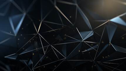 Abstract polygonal space low poly dark background with connecting dots and lines.