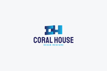 bold initial CH coral house logo vector design background with gradient, elegant and modern styles