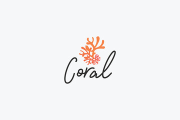 creative coral iconic logo design vector illustration with cartoon and modern styles for rescue business, farming, and gardening.