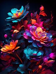 Fototapeta premium flowers on black background