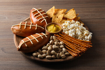 Bowl with various beer snacks, Superbowl concept