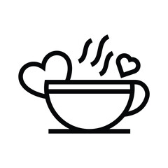 Love coffee outline icons, minimalist vector illustration and transparent graphic element. Isolated on white background