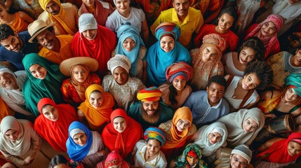 Fototapeta na wymiar Global Harmony. A Stylized Photograph Featuring People from All Around the World, Embodied in a Tapestry of Diversity and Unity.