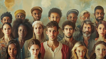 Global Harmony. A Stylized Photograph Featuring People from All Around the World, Embodied in a Tapestry of Diversity and Unity.