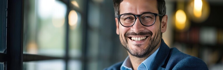 Fototapeta premium Smiling Man With Glasses and Beard