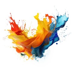 Colorful liquid paint splash isolated on white