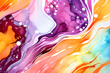 Closeup of abstract watercolor paint background texture with liquid fluid marbled paper texture banner texture. Generative AI (생성형 AI)