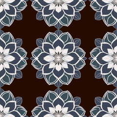 Fototapeta premium Elegant seamless pattern with Mandala and floral elements. Nice hand-drawn illustration