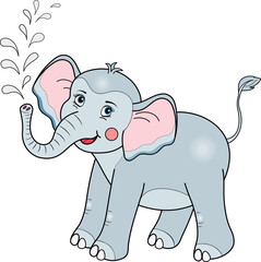 Cartoon Animal Elephant. Vector illustration. The illustration is done by hand in a cartoon style.