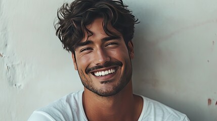 Smiling Man With Beard in White Shirt