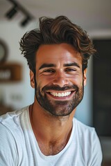 Obraz premium Smiling Bearded Man Facing the Camera