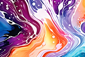 Closeup of abstract watercolor paint background texture with liquid fluid marbled paper texture banner texture. Generative AI (생성형 AI)