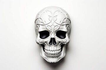 Close-up, 3d mockup of abstract skull with minimal background