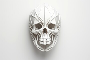 Close-up, 3d mockup of abstract skull with minimal background