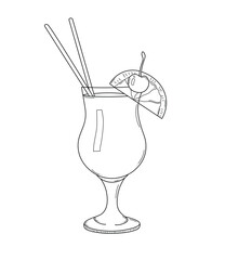 Hand drawn coctails vector, sketch coctails drink, coctails line art