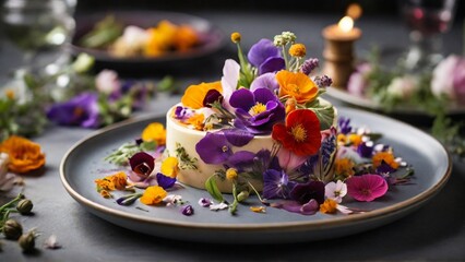 Explore the floral elements in food. Highlight dishes infused with floral notes, or focus on edible flowers that enhance the visual and aromatic aspects.- Generative AI