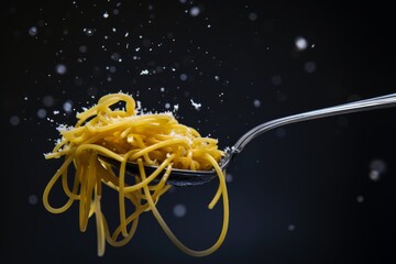 spaghetti on black background