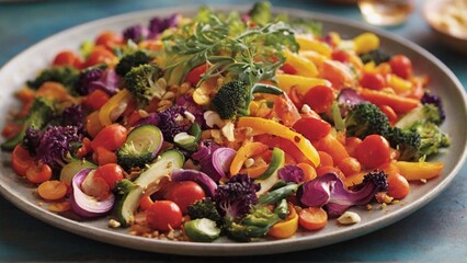 Celebrate the crispness of vegetables. Zoom in on a colorful mix of fresh, crunchy vegetables that bring vitality and crunch to a dish.

 - Generative AI