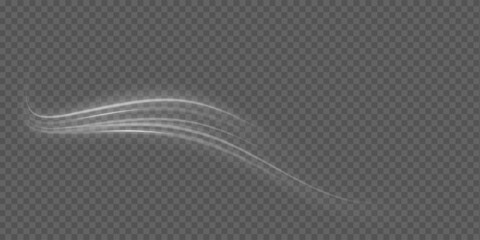 White shiny sparks of spiral wave. Imitation of the exit of cold air from the air conditioner. Vector illustration stream of fresh wind png.