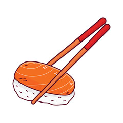 sushi with chopsticks illustration