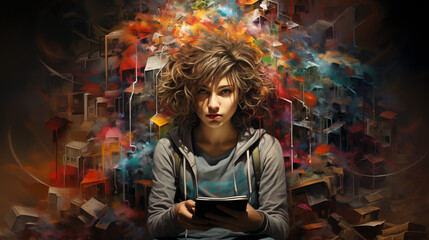 Obraz premium Social pressure, manipulation, criticism, bullying. Human faces give advice. Psychological influence, emotional stress. Mental addiction of people opinion.