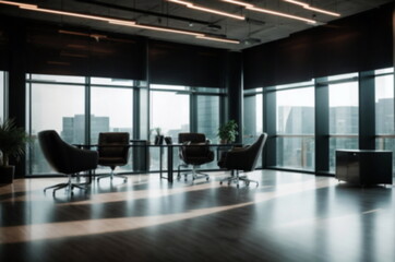 Fototapeta premium Blurred empty open space office interior background 