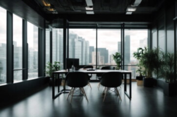 Fototapeta premium Blurred empty open space office interior background 