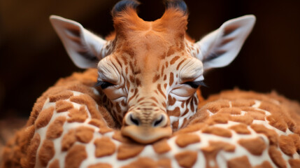 Obraz premium tiny Giraffe sleeping created with Generative Ai