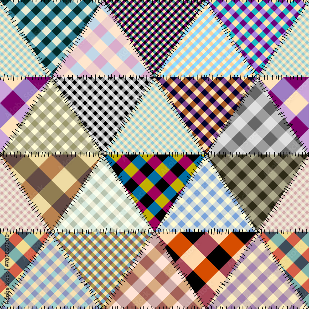 Aufkleber geometric abstract pattern. intersection patchwork plaid style