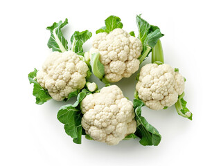 Fresh cauliflower isolated on white background. Minimalist style. 