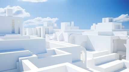 Abstract architecture background. 3D render of modern architecture with white buildings and blue sky - Powered by Adobe