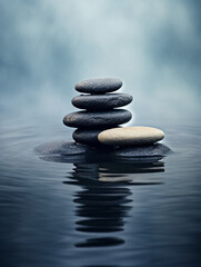 Zen SPA stone water artistic conception picture minimalist photography style composition aesthetic created with Generative Ai