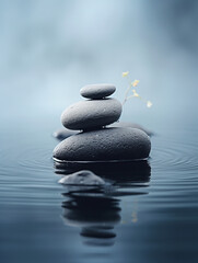 Obraz na płótnie Canvas Zen SPA stone water artistic conception picture minimalist photography style composition aesthetic created with Generative Ai