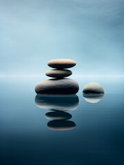 Zen SPA stone water artistic conception picture minimalist photography style composition aesthetic created with Generative Ai
