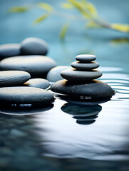 Zen SPA stone water artistic conception picture minimalist photography style composition aesthetic created with Generative Ai