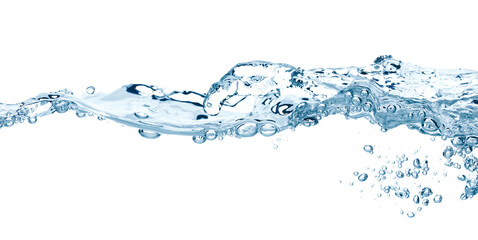 Water wave isolated on a white background close-up, clean drinking water concept