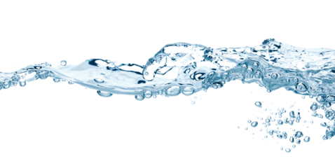 Water wave isolated on a white background close-up, clean drinking water concept