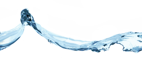 Water wave isolated on a white background close-up, clean drinking water concept