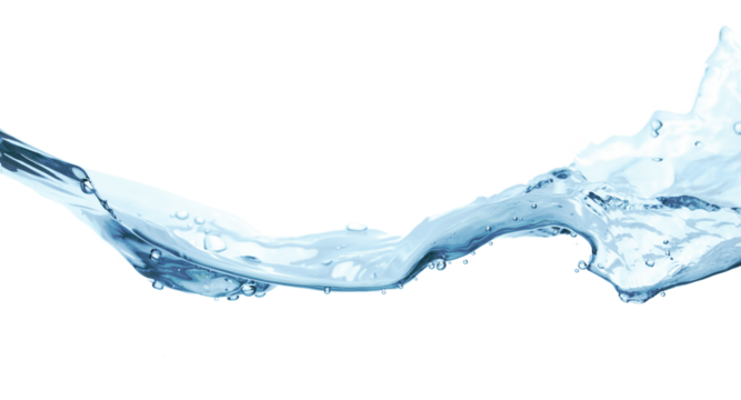 Water wave isolated on a white background close-up, clean drinking water concept