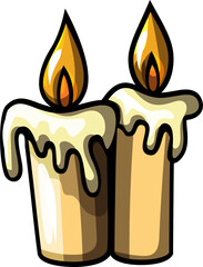 Candle Icon, Cartoon Style