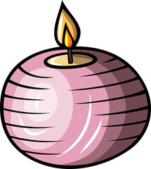 Candle Icon, Cartoon Style