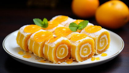 orange roll barfi or barfi sweet or mithai