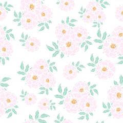 seamless flowers pattern. Delicate petals and vibrant blossoms create an artistic and vintage botanical illustration. Perfect for wallpaper, fabric, wrapping paper and more.
