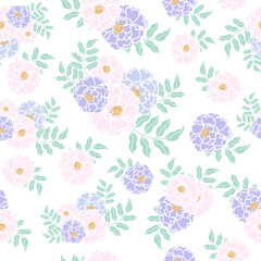 seamless flowers pattern. Delicate petals and vibrant blossoms create an artistic and vintage botanical illustration. Perfect for wallpaper, fabric, wrapping paper and more.